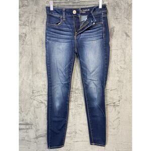American Eagle Outfitters Jegging Woman Size 4 Super Stretch Ripple Dark Wash